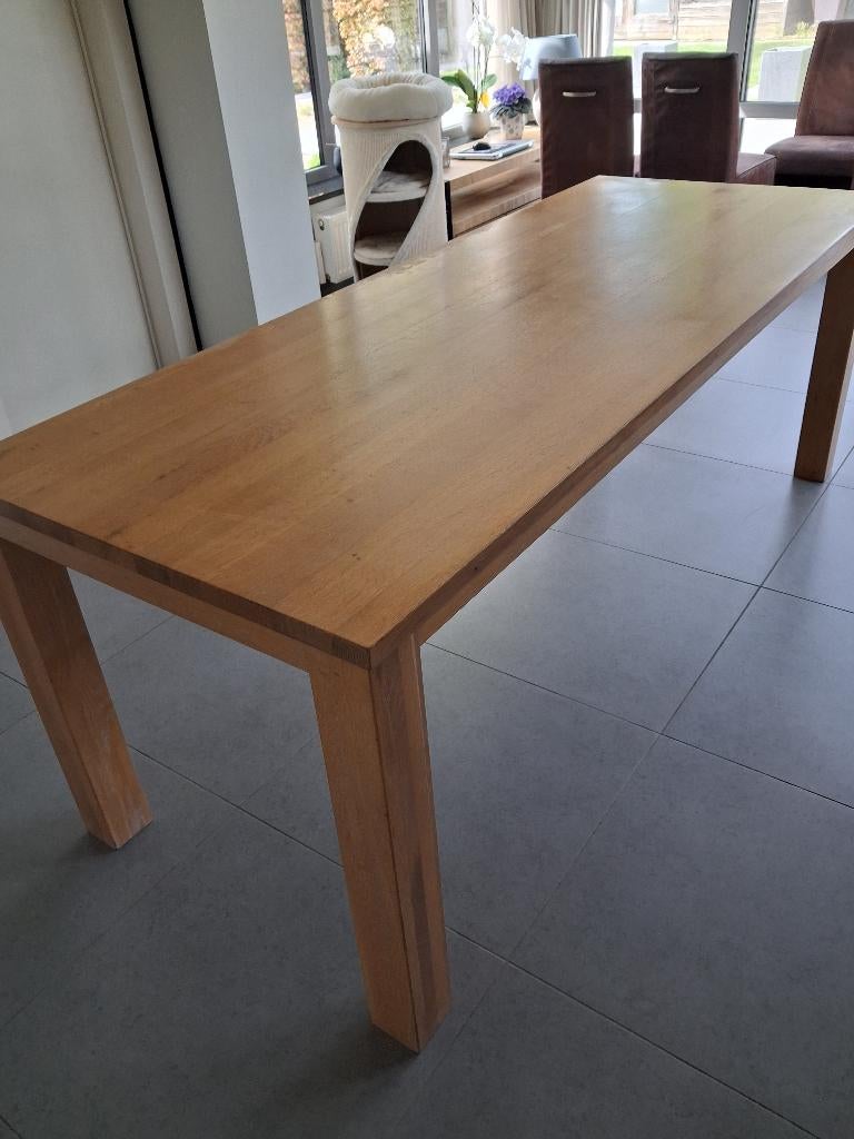 tafel  stoelen met wieltjes, Ophalen, Gebruikt, Eikenhout, 200 cm of meer