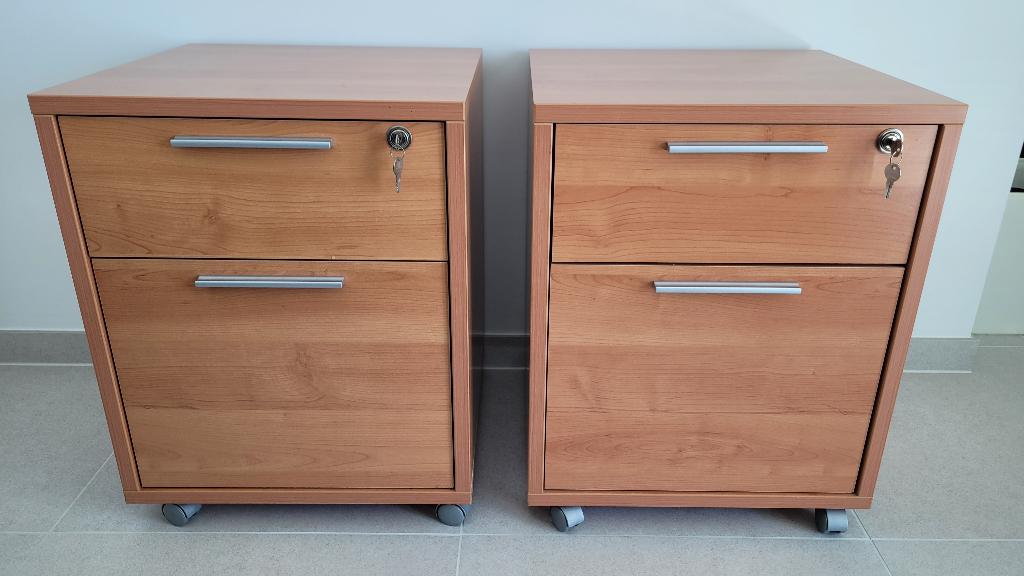 2 identieke ladenblokken met 2 lades waarvan 1 hangmaplade, Huis en Inrichting, Bureaus, Gebruikt, Schoolbureau, Overige merken
