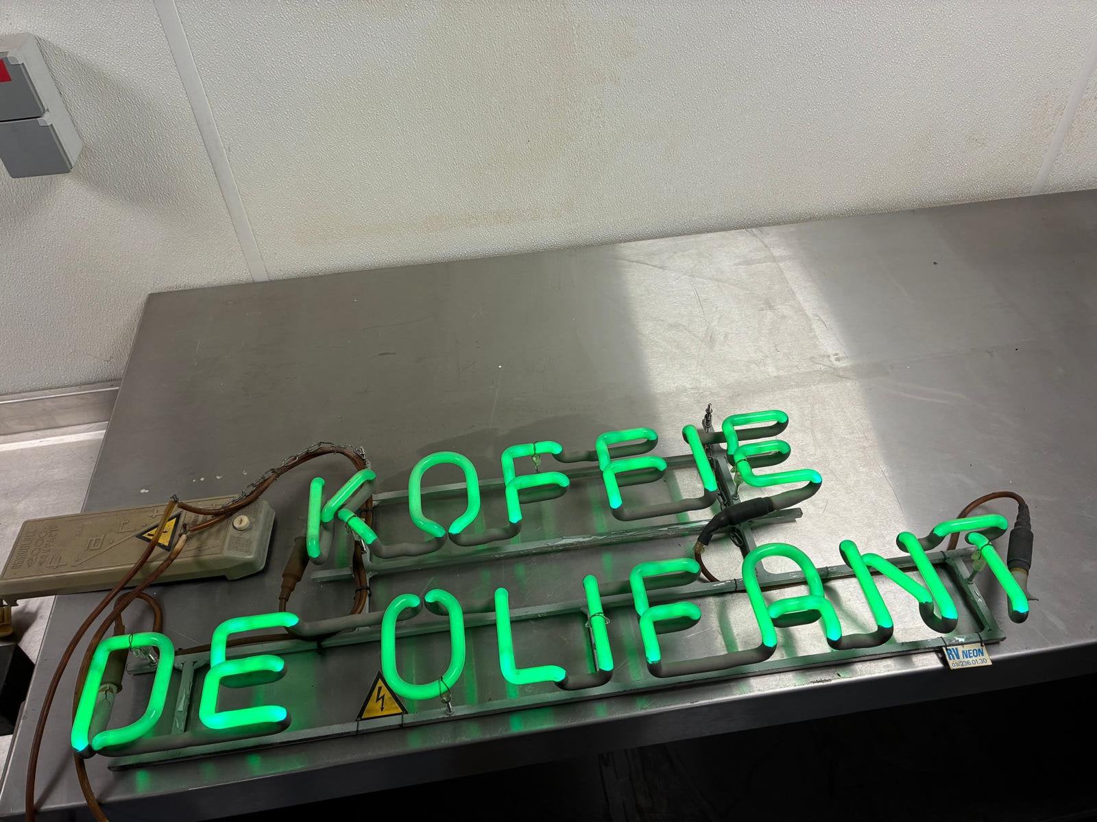 Vintage Neon koffie de olifant - werkend - groen, Ophalen