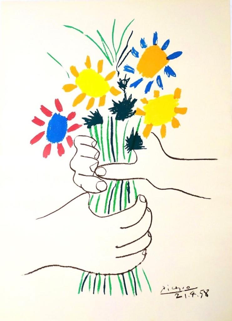 Pablo Picasso - Estampe - Bouquet de la Paix - 1958/70, Antiquités & Art, Enlèvement ou Envoi
