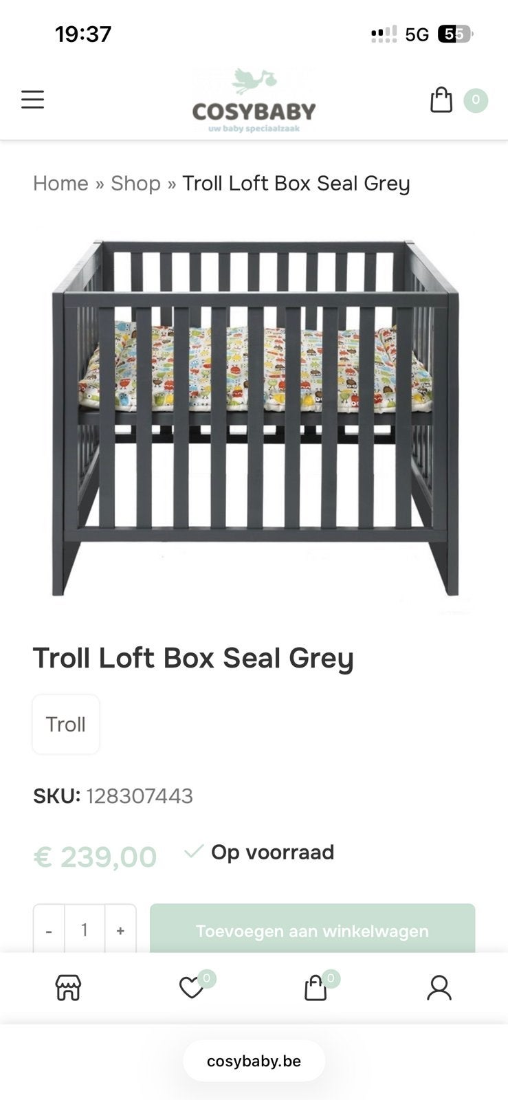 Babypark / box loft Troll (+matras + parklegger Meyco), Kinderen en Baby's, Babyparken, Ophalen, Gebruikt