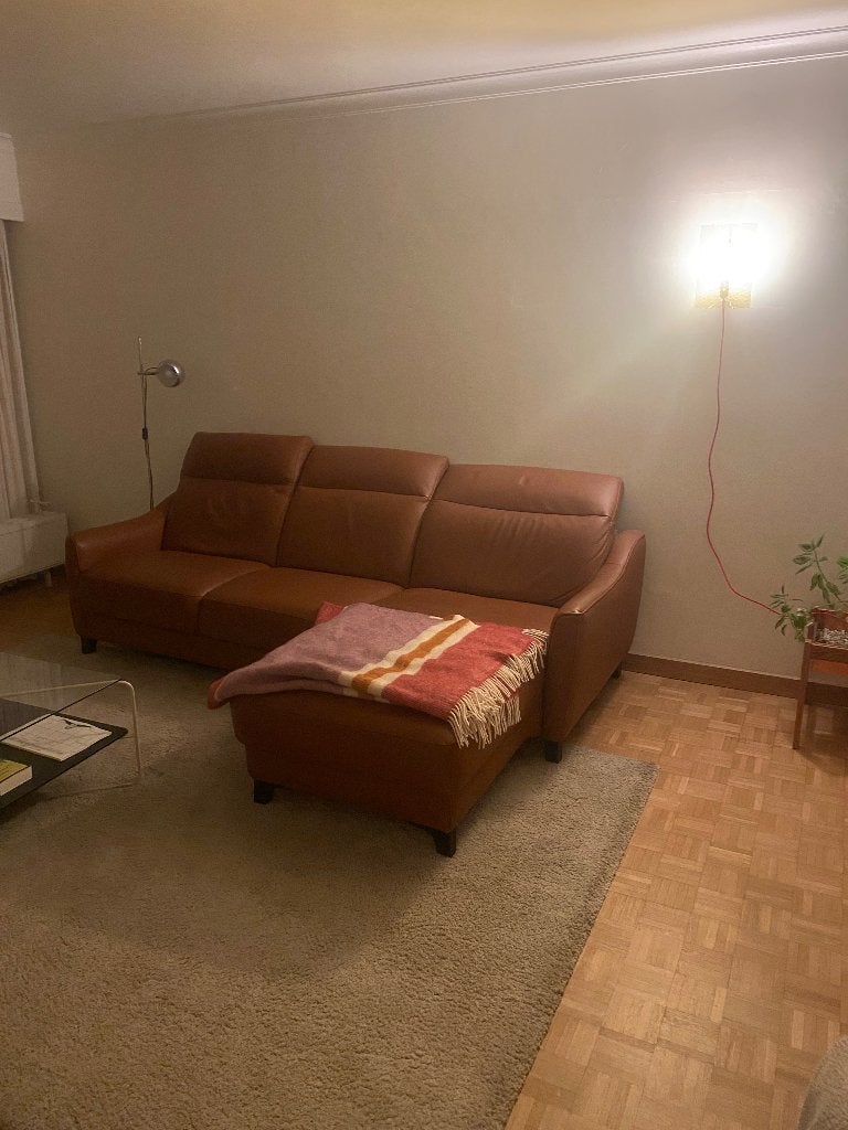 Lederen zetel, Huis en Inrichting, Ophalen, Gebruikt, Hoekbank, Driepersoons