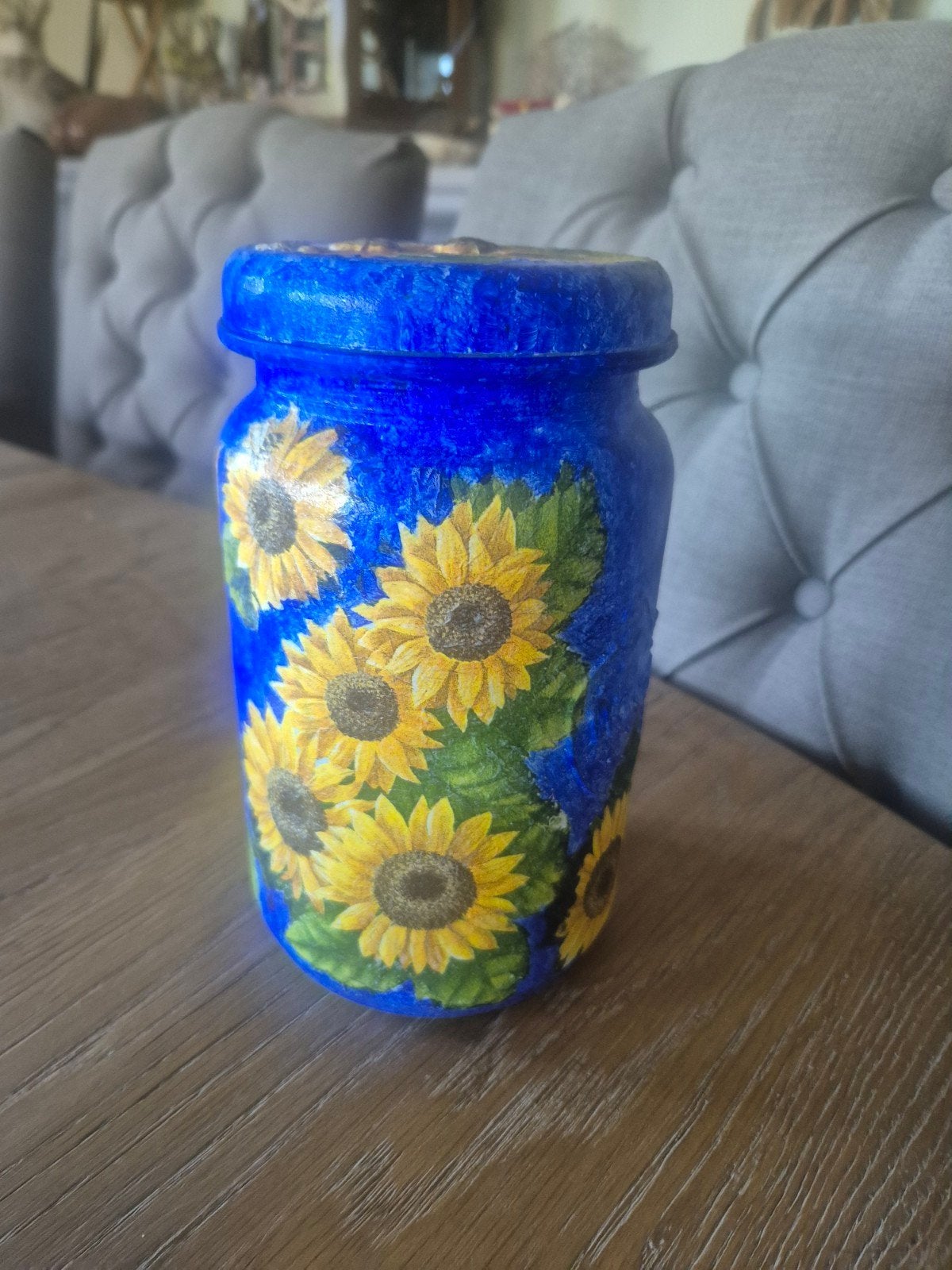 Vincent van gogh geïnspireerde voorraadpot zonnebloem, Antiek en Kunst, Ophalen of Verzenden