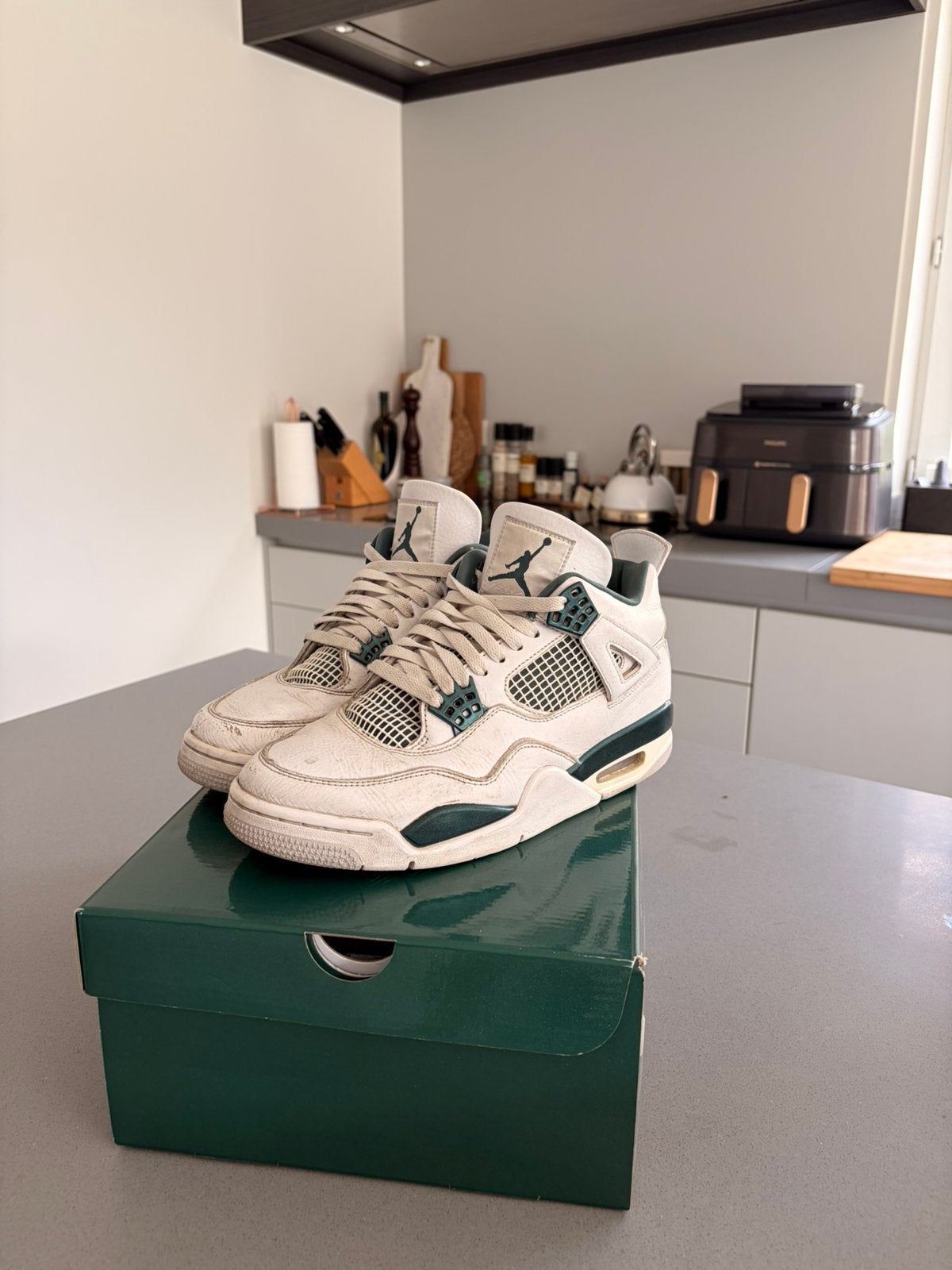 Air jordan 4 retro green-white + box, Immo
