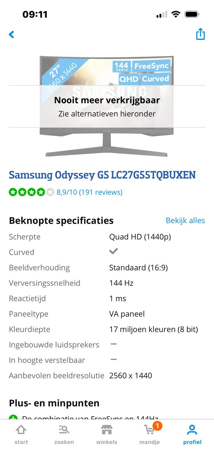samsung odyssey g5 lc27g55tqbuxen, Enlèvement