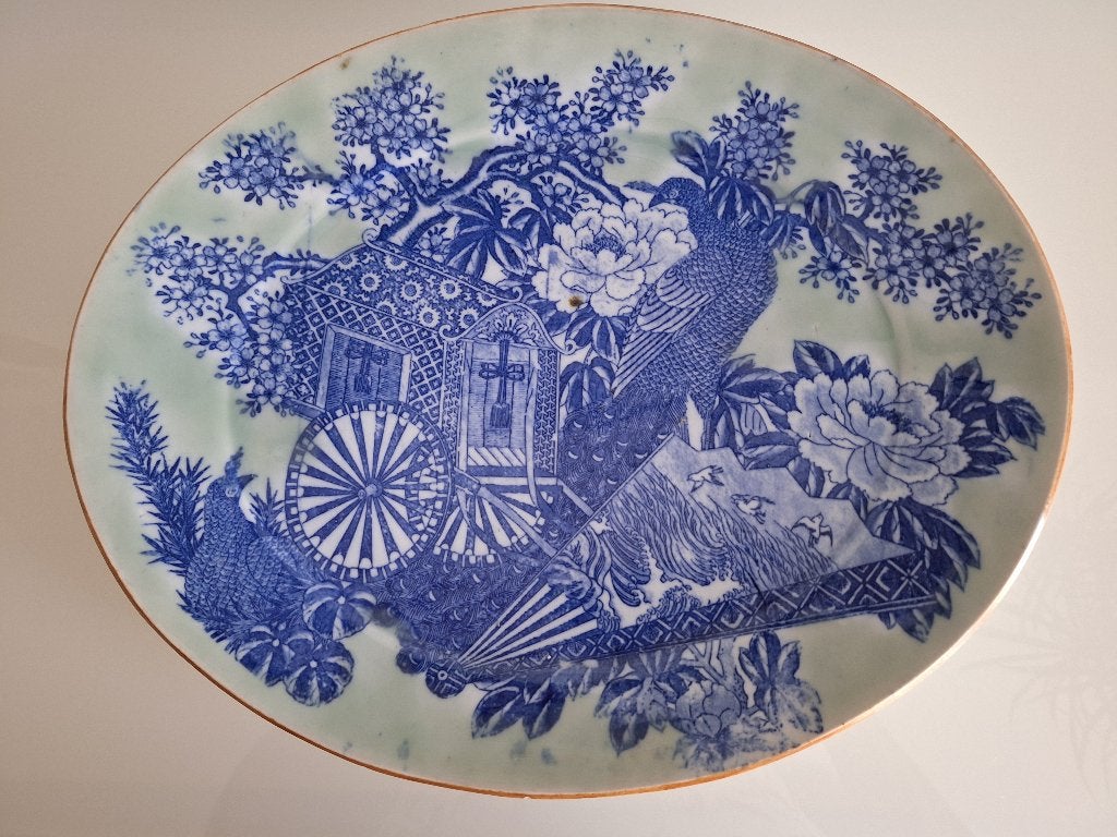 Arita Imari Ovalen Sierschotel Blauw-Wit Porselein, Antiek en Kunst, Ophalen