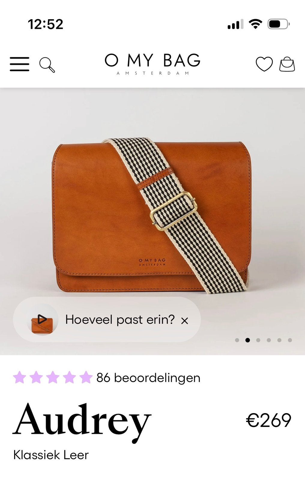 O my bag handtas, Ophalen, Zo goed als nieuw, Handtas