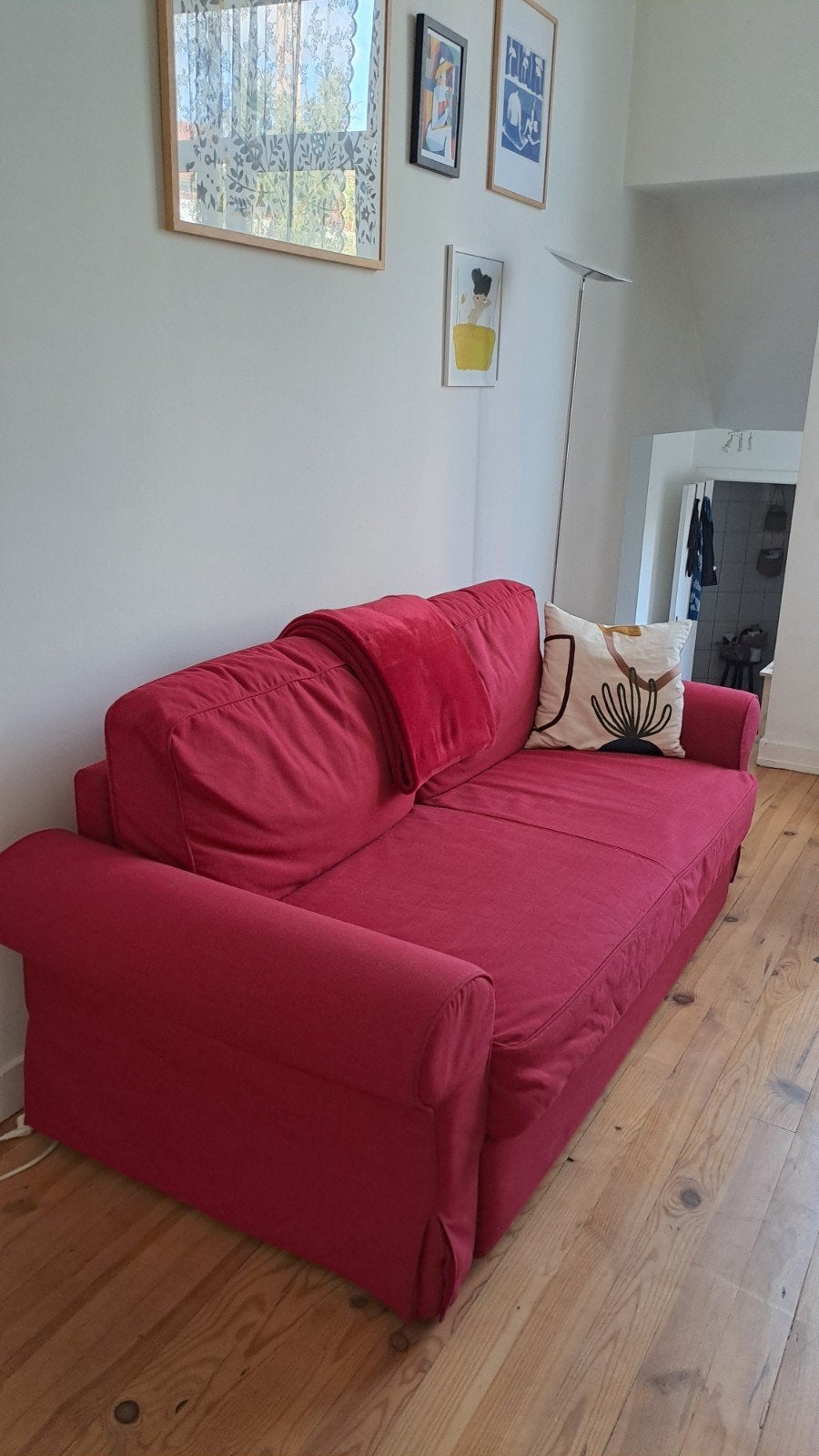 Canapé lit IKEA - excellente état, Rouge, 90 cm, Enlèvement, Utilisé