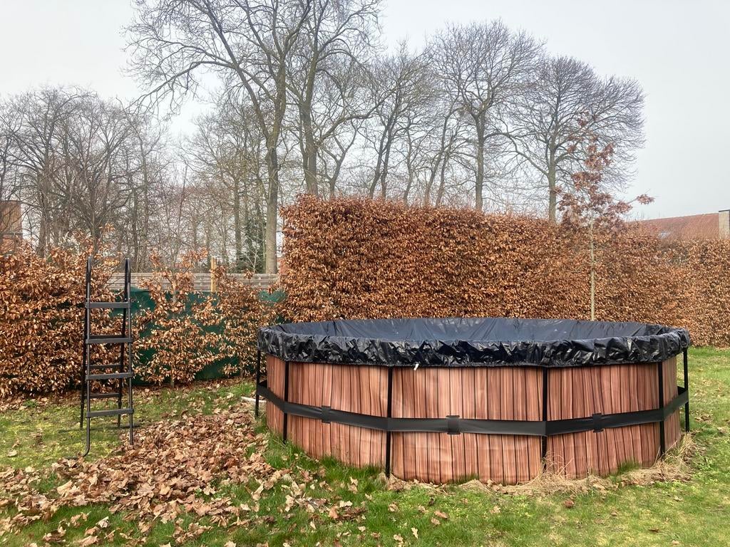 Zwembad van EXIT Wood  ø450x122cm met zandfilterpomp, Tuin en Terras, Zwembaden, Ophalen, Rond
