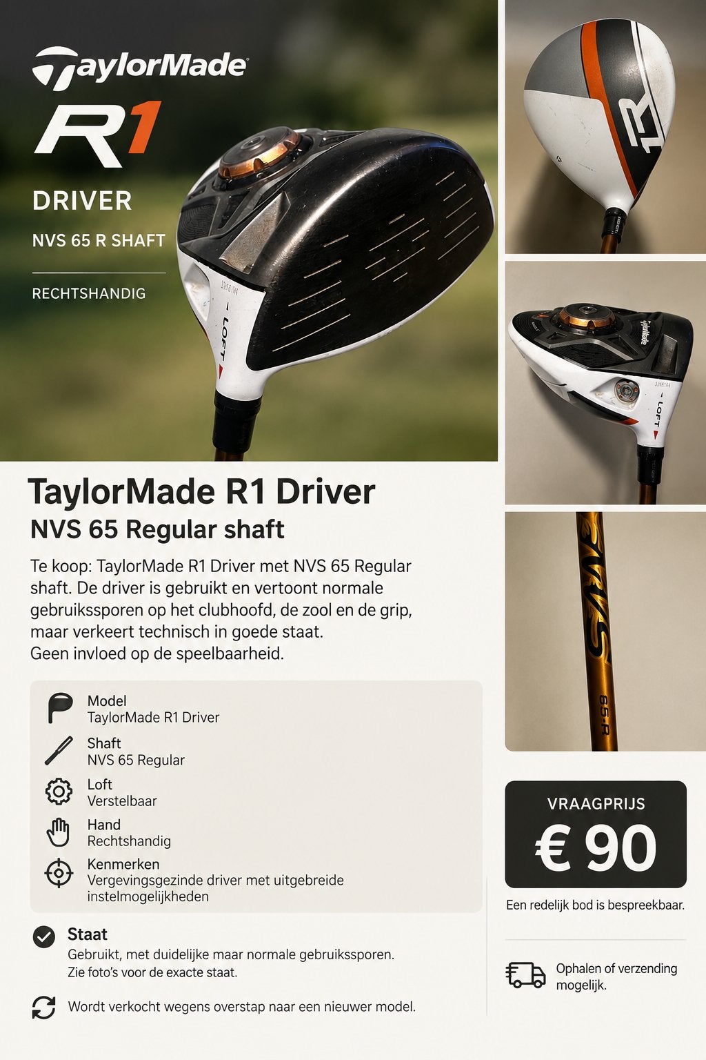 Pilote Taylormade R1, Sports & Fitness, Enlèvement, Utilisé