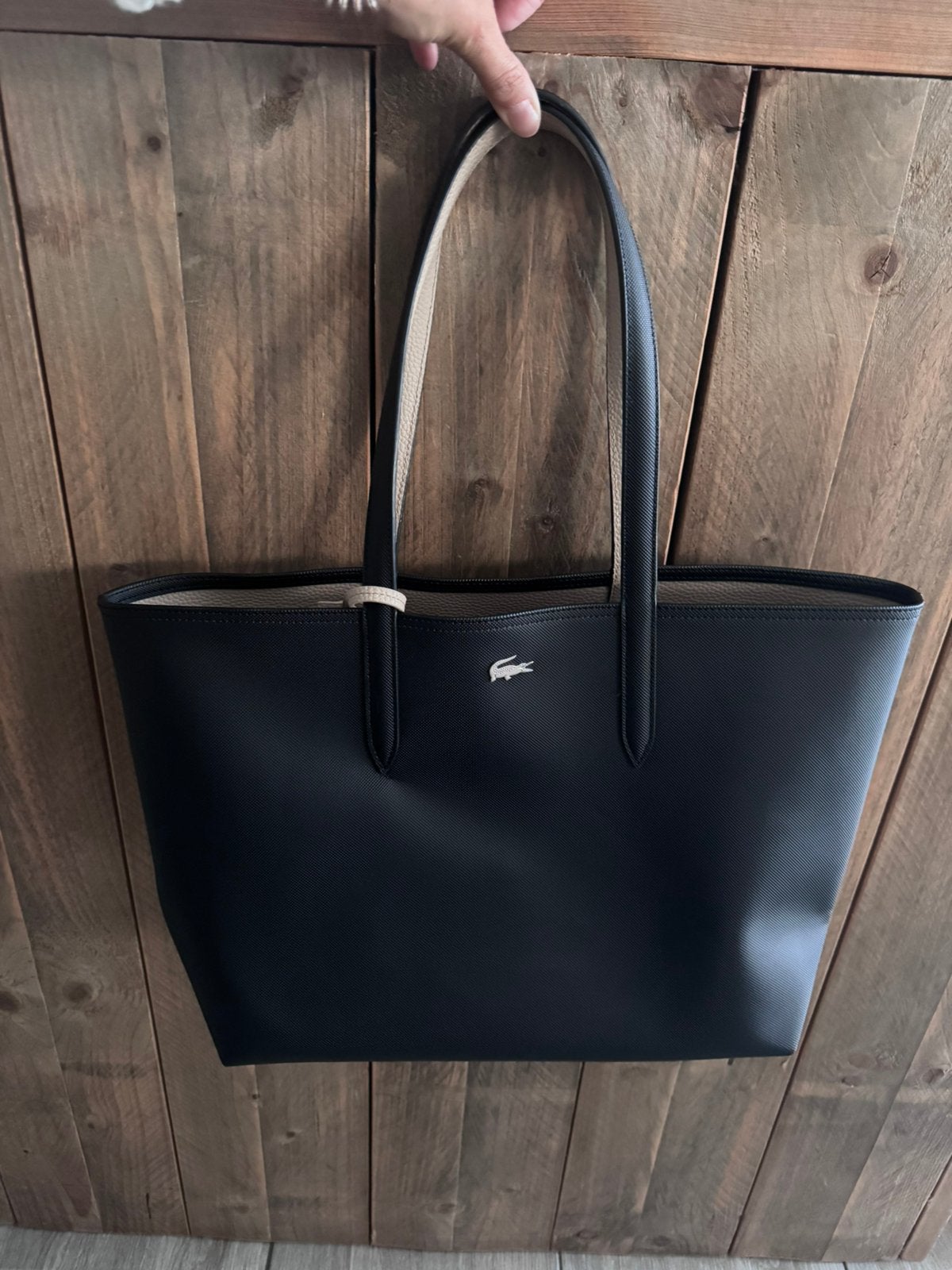 Ruime lacoste handtas, Ophalen, Zo goed als nieuw, Beige, Handtas