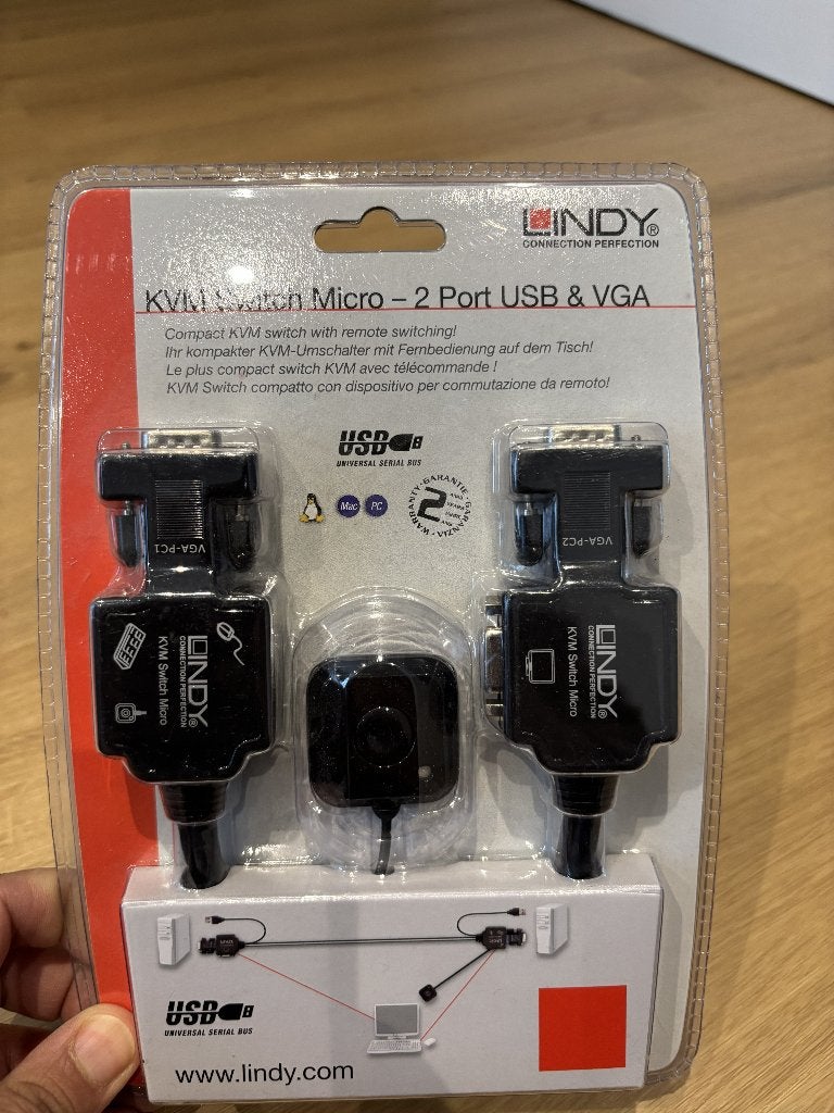 KVM-switch Micro - 2-poorts USB en VGA, Computers en Software, Netwerk switches, Nieuw, Ophalen of Verzenden