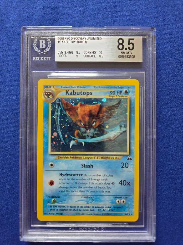 2001 Neo Discovery Kabutops Holo 6/75 | BGS 8.5, Hobby en Vrije tijd, Verzamelkaartspellen | Pokémon, Ophalen of Verzenden, Zo goed als nieuw