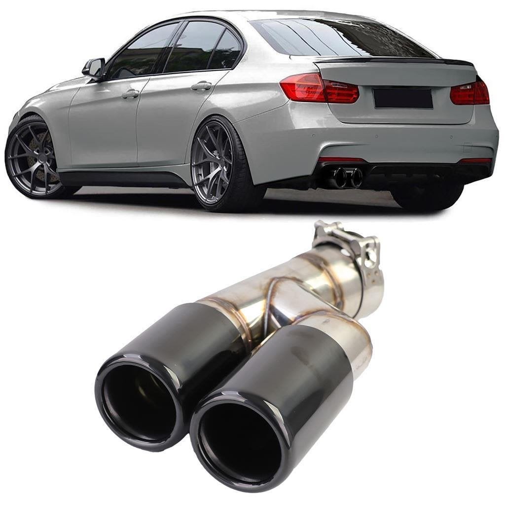 Uitlaat Sierstuk Dubbel Rond Black Voor BMW 3 Serie F30 F31, Verzenden