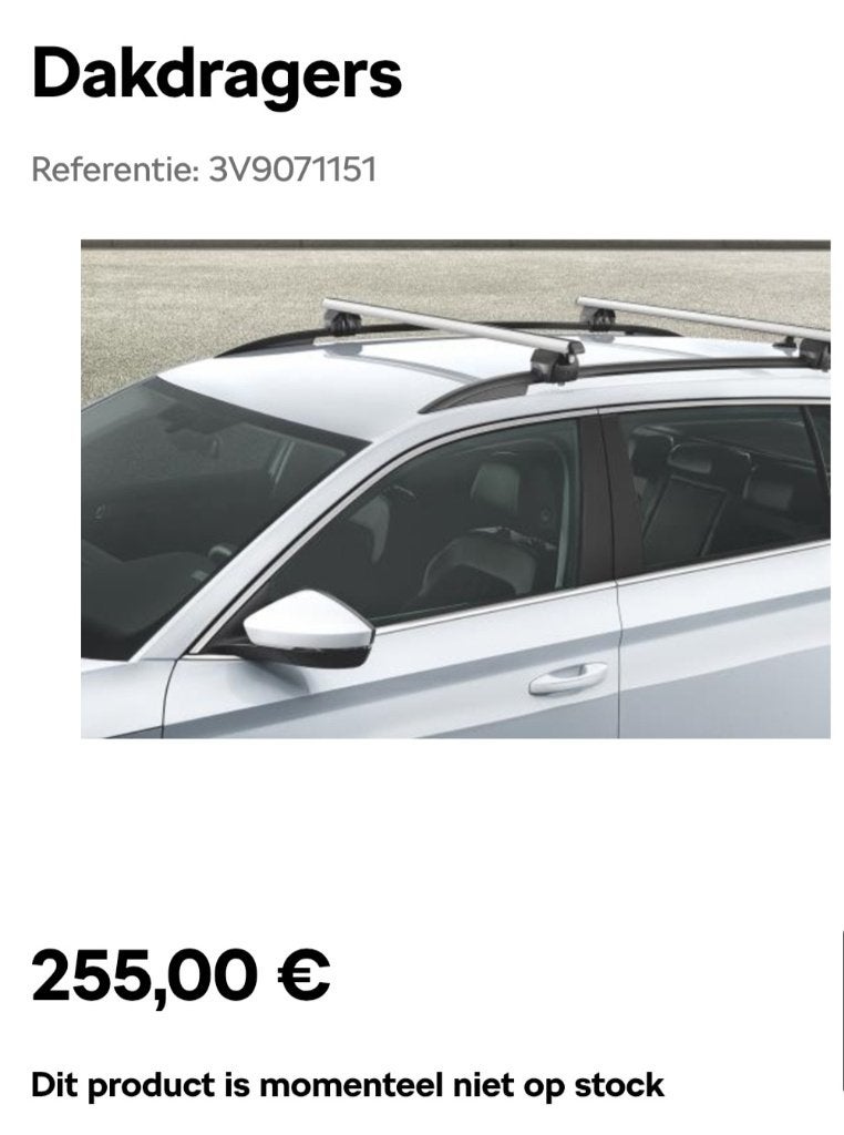Originele dakdragerset van Skoda Superb 3V9071151 (3V5)), Ophalen, Zo goed als nieuw