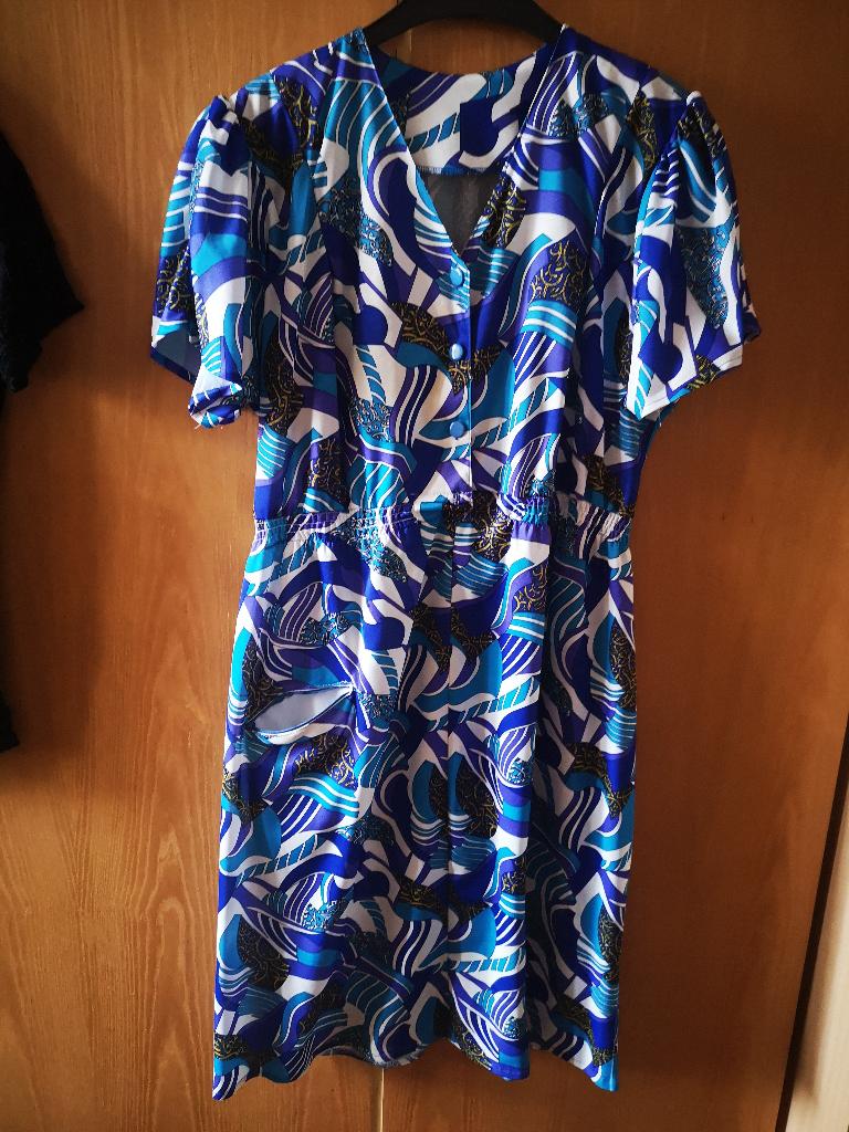 Blauw gebloemd kleed L, Ophalen of Verzenden, Blauw