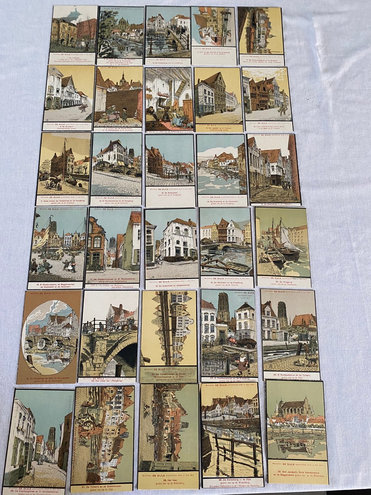 Volledige serie: De Dijle postkaarten A. Ost 1913, Verzamelen, Ophalen of Verzenden, Voor 1920, Ongelopen, Stad of Dorp