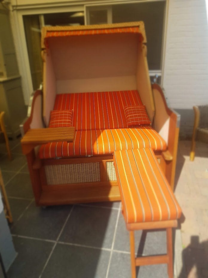 Chaise de plage authentique, Rotin, Banque, Enlèvement, Utilisé