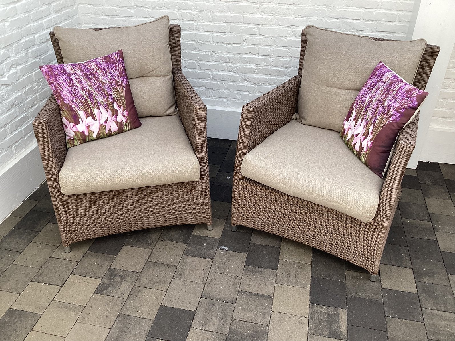 Loungeset (2 zetels), Tuin en Terras, Tuinsets en Loungesets, Ophalen, Gebruikt, Wicker, Loungeset
