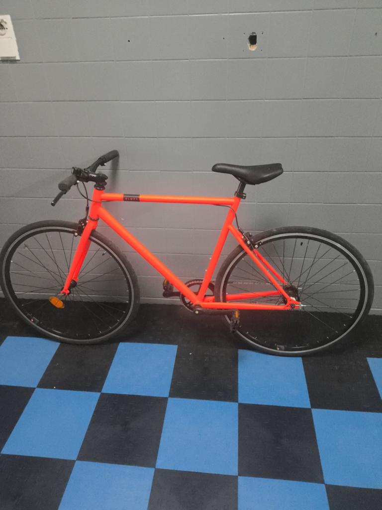 Elops Single Speed / Fixie Fiets Fluor Oranje – Maat L, 57 à 61 cm, Enlèvement, Comme neuf, 28 pouces