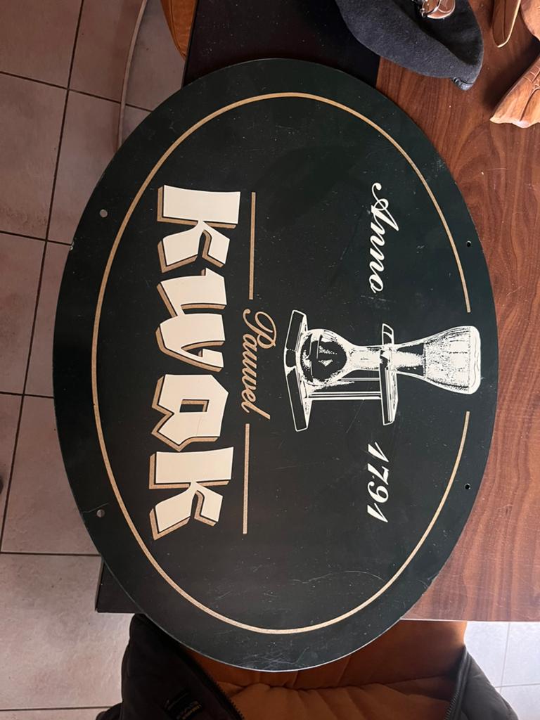 Groot metalen kwak bord, Ophalen, Zo goed als nieuw, Reclamebord
