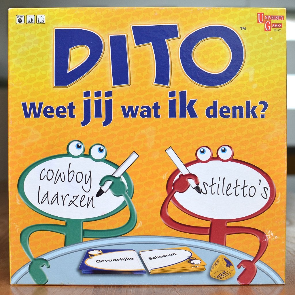 DITO WEET JIJ WAT IK DENK / UNIVERSITY GAMES, Hobby en Vrije tijd, Gezelschapsspellen | Overige, Zo goed als nieuw, Ophalen
