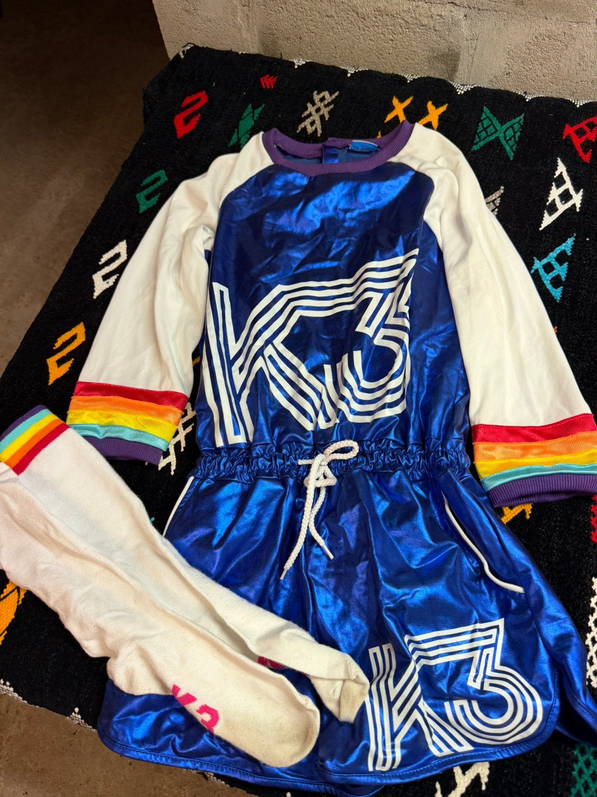 K3 rollerdisco verkleedkleren met regenboogsokken, Ophalen of Verzenden, Zo goed als nieuw, 146 t/m 152, Meisje