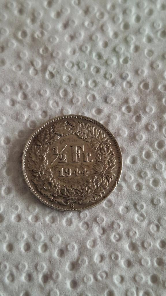 Zwitserland 50 cent zilver 1944 TTB, Postzegels en Munten, Verzenden, Overige landen, Losse munt, Zilver