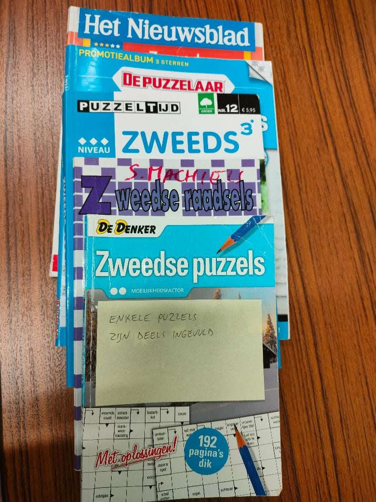 5 boeken zweedse varia puzzels -1 of 2 blz ingevuld- mama, Enlèvement ou Envoi, Comme neuf