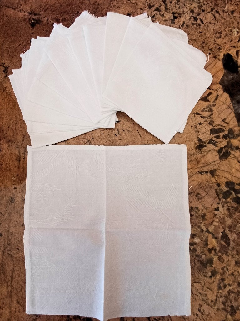 Lot de 12 serviettes de table en coton damassé, Maison & Meubles, Neuf, Blanc, Coton, Serviette