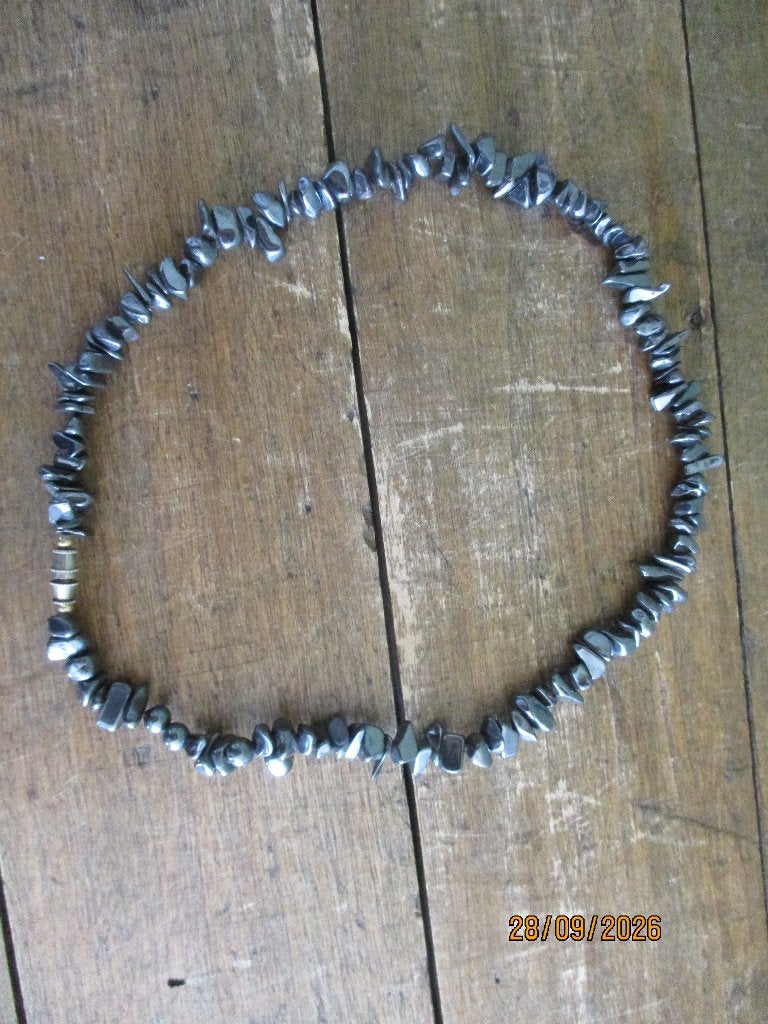 collier en hématite, Handtassen en Accessoires, Ophalen of Verzenden, Gebruikt, Grijs, Zilver