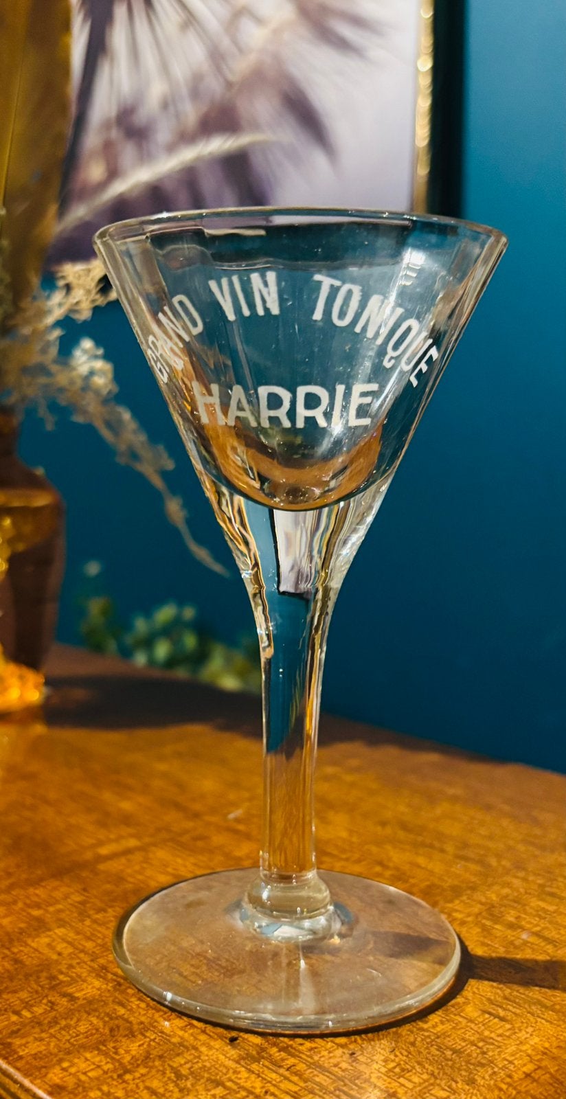 Verre vintage français « Grand Vin Tonique Harrie », Enlèvement ou Envoi, Utilisé, Autres types