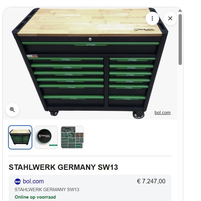 stalhwerkgereedschapswagen, Ophalen, Gevuld, Nieuw