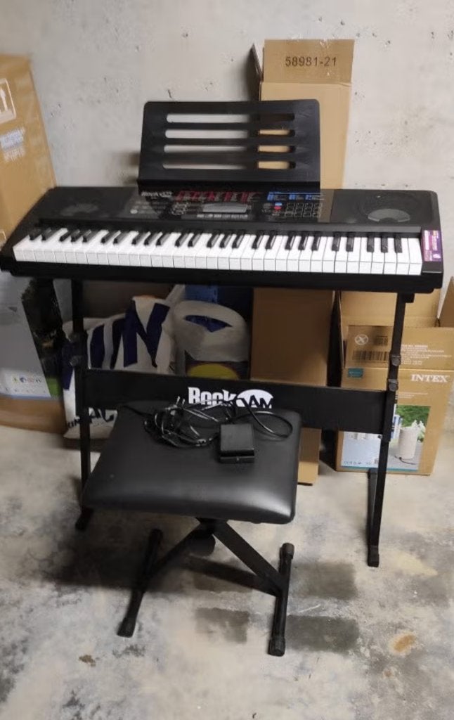 RockJam RJ761 keyboard + standaard, kruk, pedaal, Musique & Instruments, Claviers, Enlèvement, Comme neuf, 61 touches, Avec pied