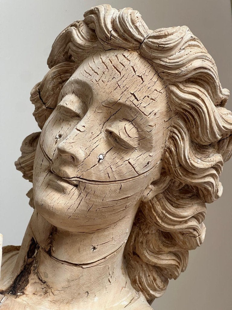 Houtsculptuur engel, Antiek en Kunst, Ophalen, Beeld