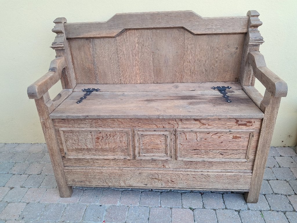 coffre-banc en chêne massif, Antiquités & Art, Enlèvement