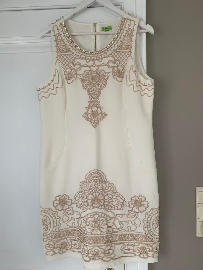 Jurk kleedje K- Design L beige gevoerd als nieuw, Kleding | Dames, Ophalen of Verzenden, Beige