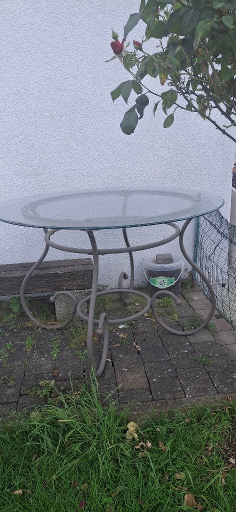 Table en fer forger/ verre, Jardin & Terrasse, Enlèvement, Utilisé, Autres matériaux