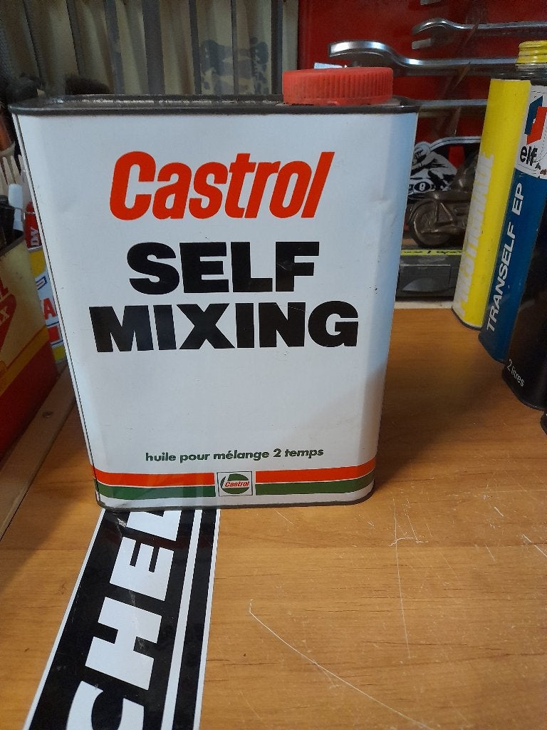 ancien bidon huile vide castrol self mixing malange 2 temps, Enlèvement ou Envoi, Utilisé, Autres types