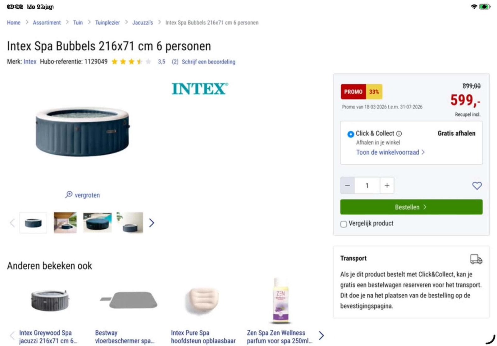 Jacuzzi intex 6 personen met verschillende extra’s, Enlèvement, Comme neuf