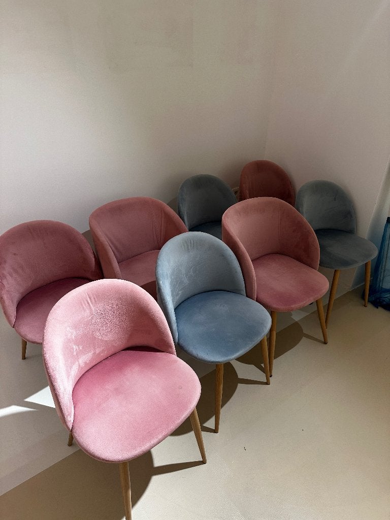 Lot de 8 chaises en velours, Tissus, Comme neuf, Enlèvement, Cinq, Six Chaises ou plus