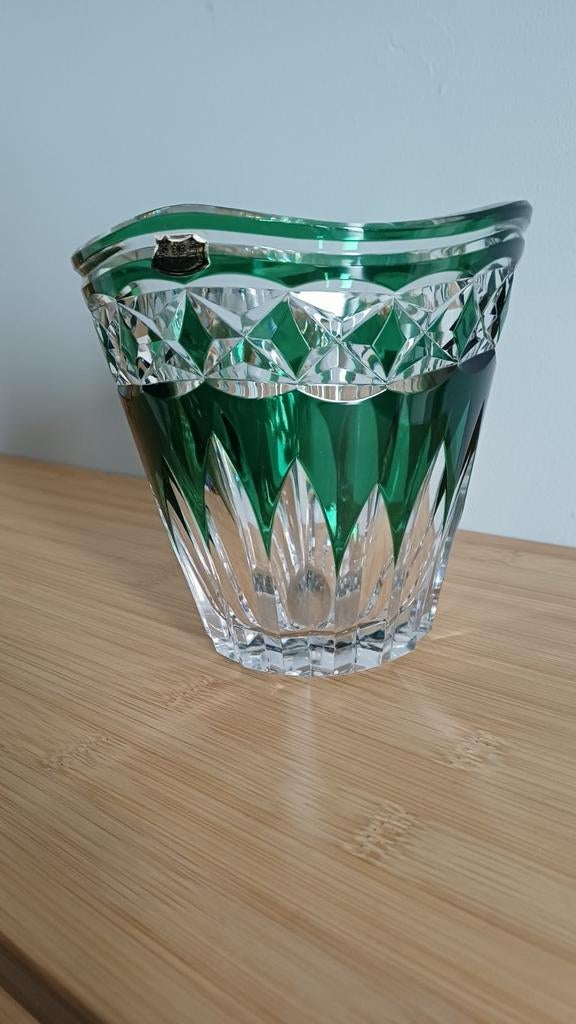 Vaas in kristal groen/wit, Ophalen