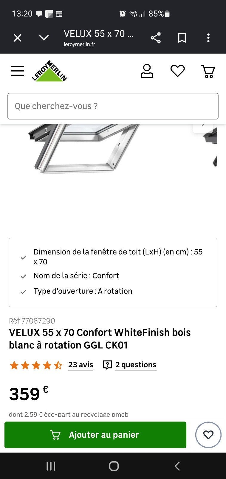 velux ggl ck01 2076 neuf, Enlèvement