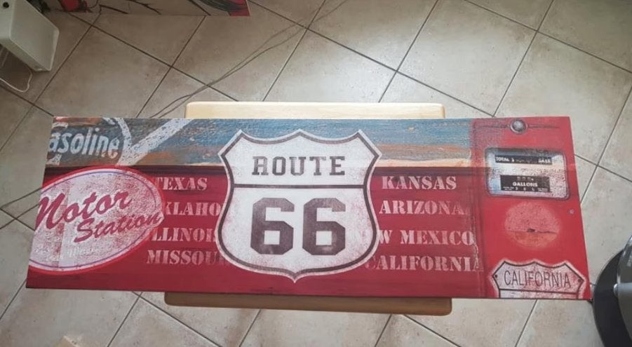 Toile murale Route 66 (90 x 30 cm), Enlèvement, 90 cm, 30 cm