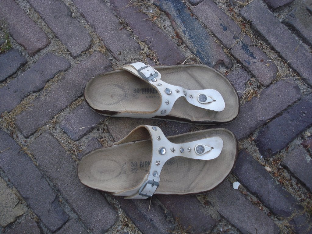 Birkenstock gizeh boho festival 38 gratis verzending post, Slippers, Verzenden, Wit, Zo goed als nieuw
