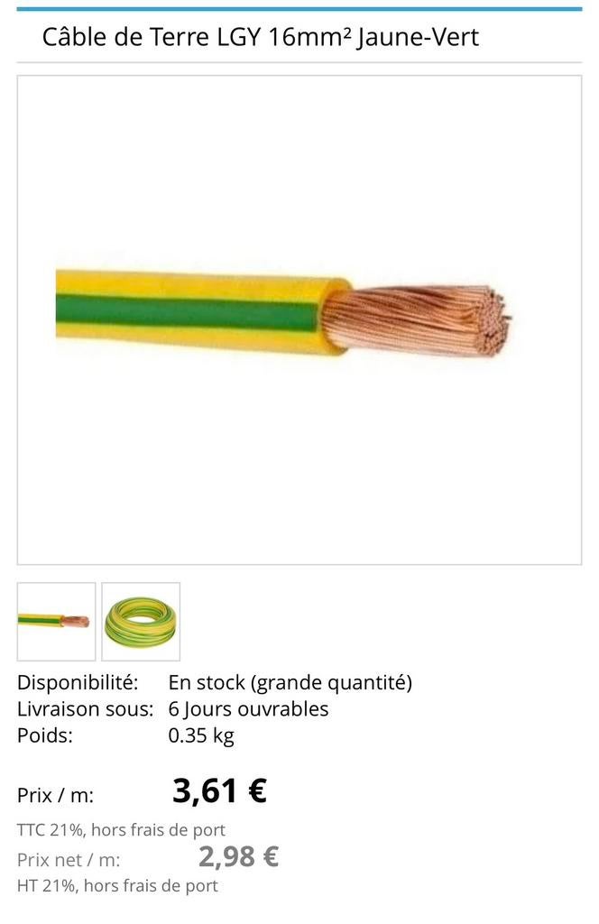 Bobine vob 16mm2. Terre 100 metres, Enlèvement, Neuf, Câble ou Fil électrique