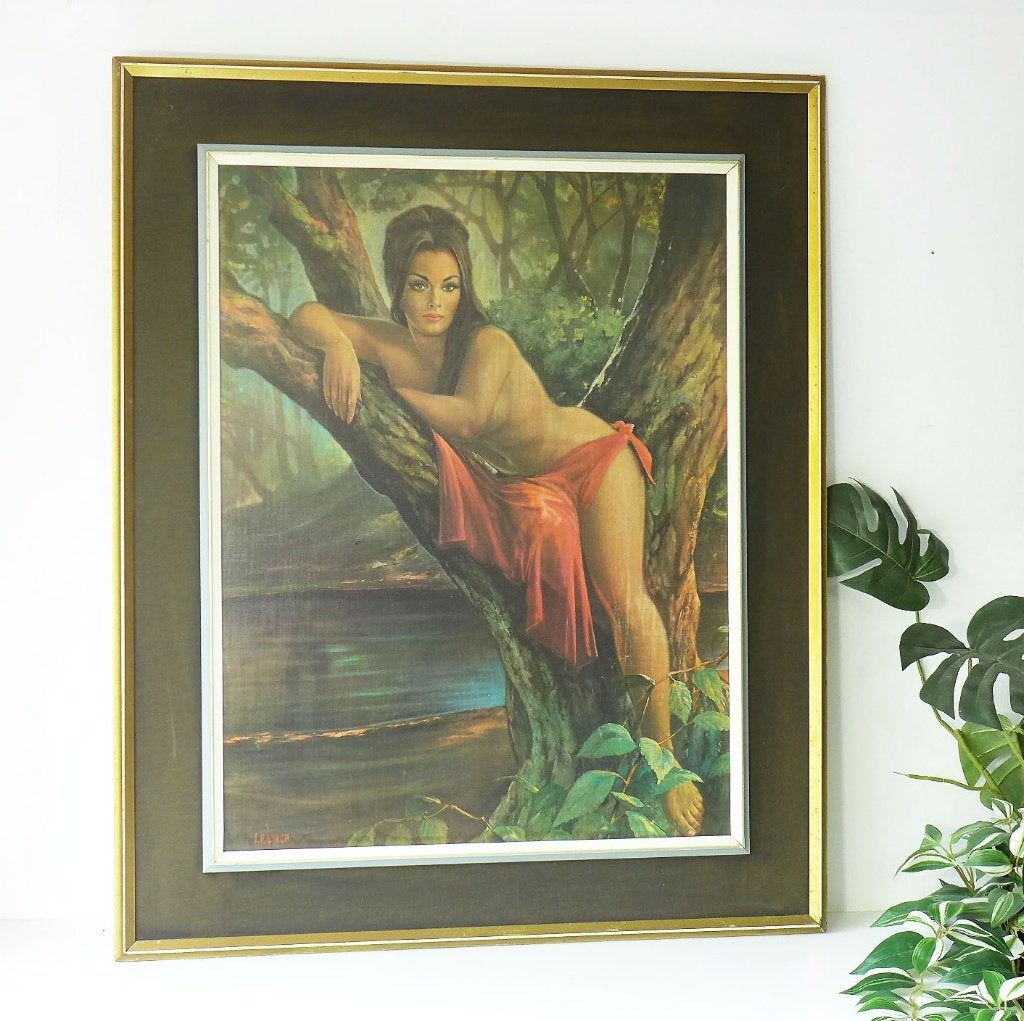 Vintage Lithografie Woodland Goddess JH Lynch Jaren 60 Retro, Ophalen, Lithografie