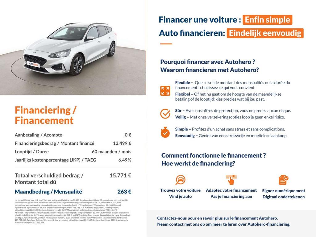 Ford Focus 1.5 TDCi EcoBlue ST-Line (bj 2021), Auto's, Stof, Gebruikt, 5 deurs, Zilver of Grijs