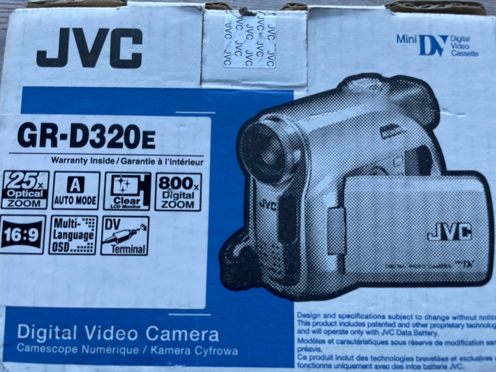 Digitale videocamera GR-D320E, Ophalen, Full HD, JVC, 20x of meer