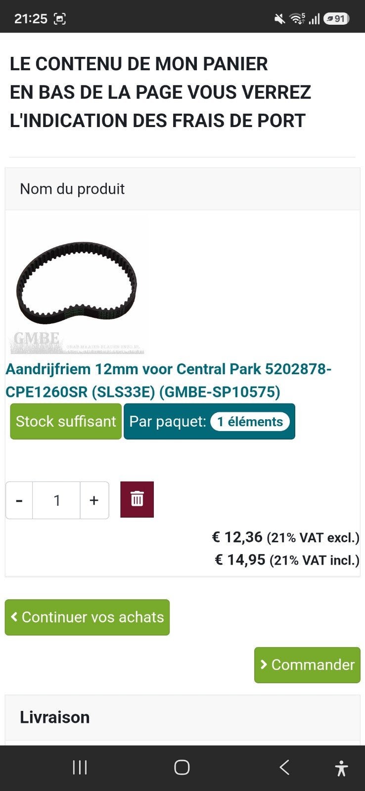 Nieuwe riem voor Central Park-verticuteermachine, Tuin en Terras